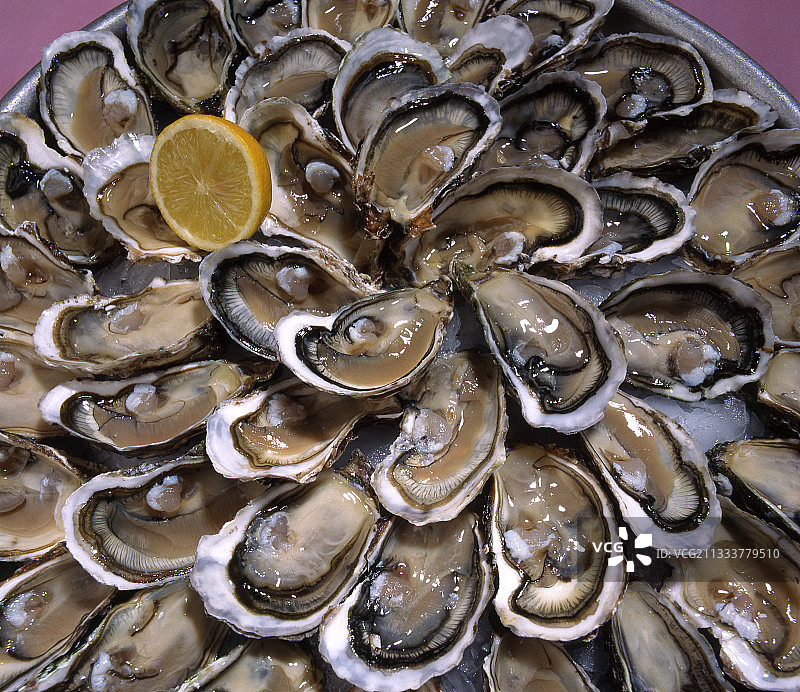 盘装生蚝与柠檬（阿基坦）图片素材