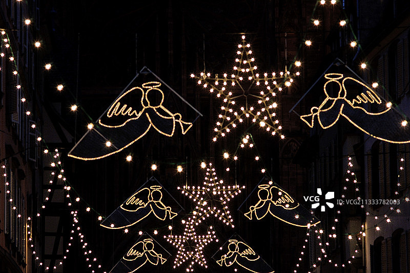 斯特拉斯堡巴-兰省的圣诞灯饰图片素材