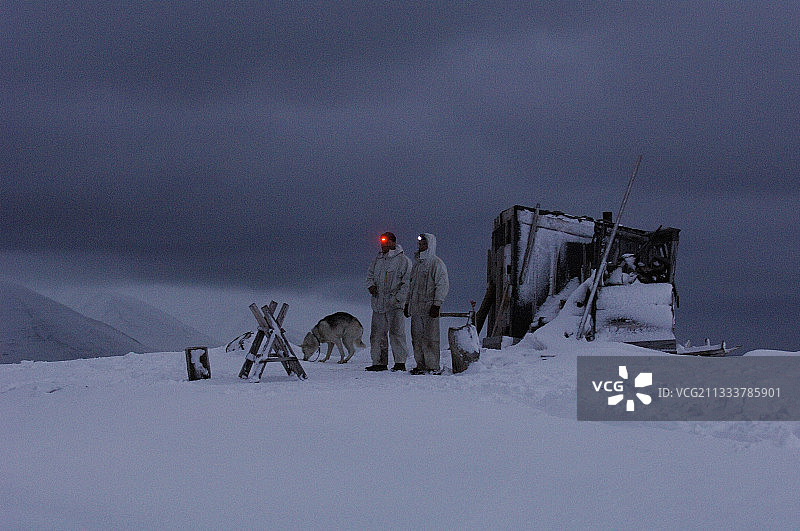 斯匹茨卑尔根岛Liefdefjord Worsley猎户的老棚屋图片素材