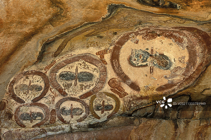 原住民岩画：Unambal部落祖先的“旺吉纳”形象，位于澳大利亚金伯利地区图片素材