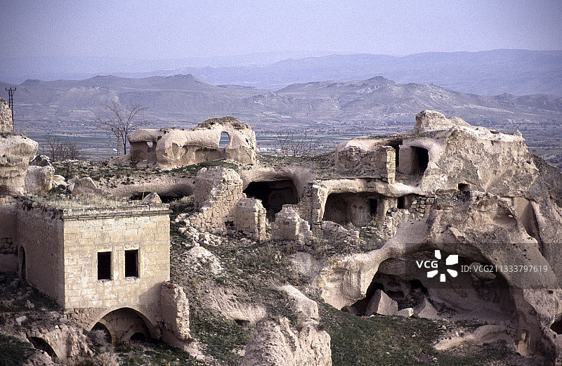 土耳其卡帕多奇亚乌奇希萨尔的窑洞图片素材