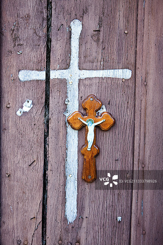 斯特兰贾自然公园的房门上的十字架图片素材