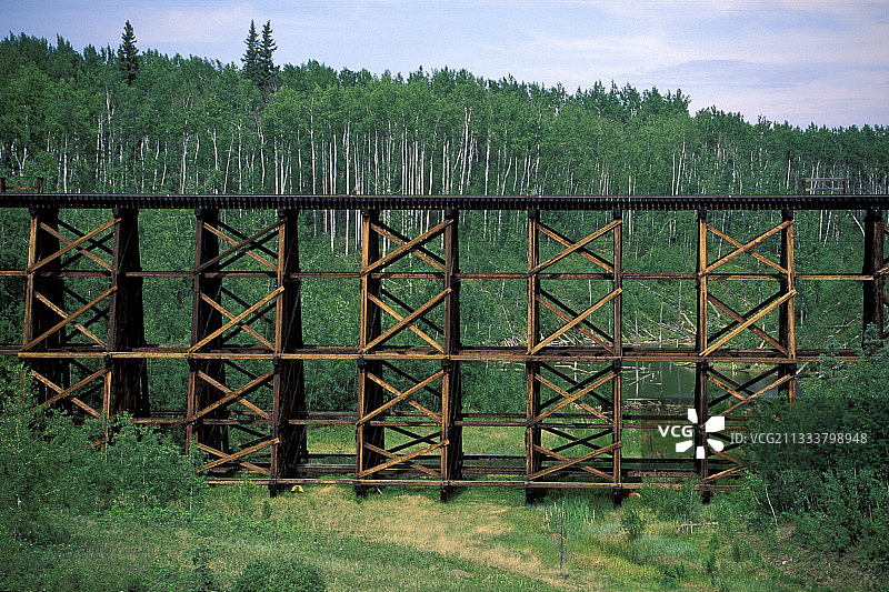 加拿大西北地区铁路木桥图片素材