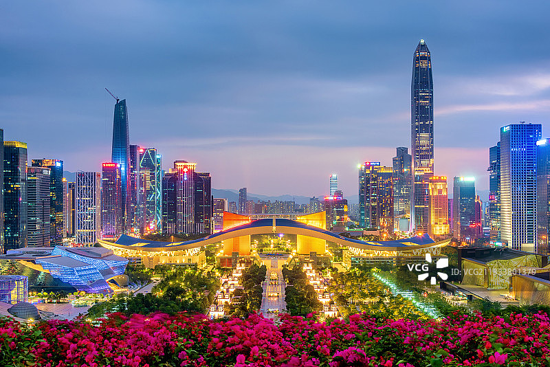中国广东深圳莲花山夜景风光图片素材
