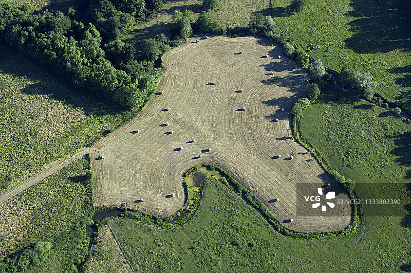 法国布雷博特地区的农作物和牧场图片素材