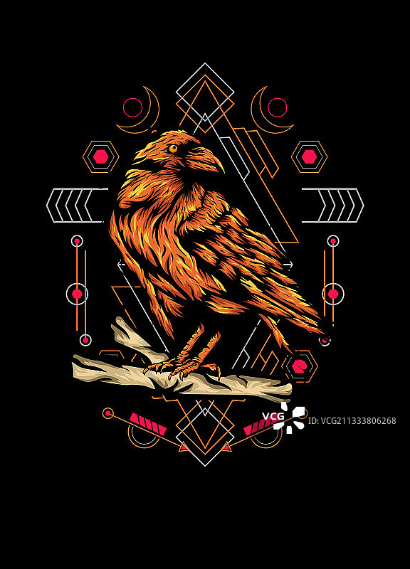 带有神圣几何图案的乌鸦图片素材