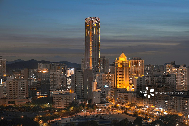 东莞虎门商业圈建筑夜景景观图片素材