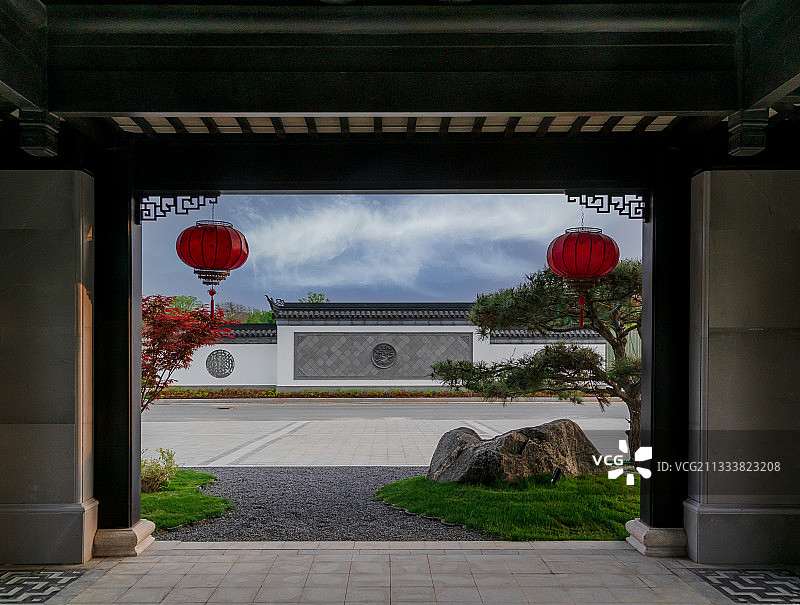 仿古院落的照壁图片素材