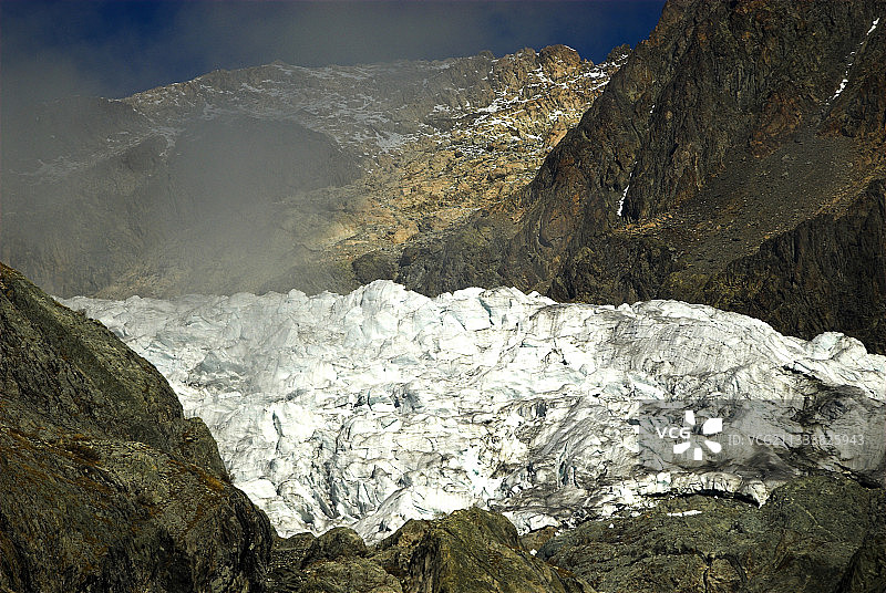 埃克兰山区秋季的白色冰川图片素材