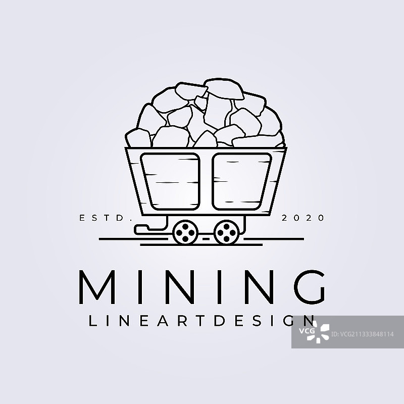 矿用火车简约Logo设计线条艺术图片素材