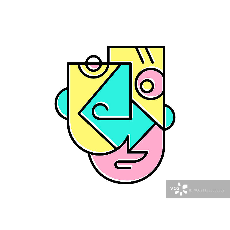 现代立体主义超现实人脸艺术作品图片素材