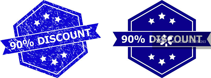 带纹理的六边形90%折扣水印图片素材