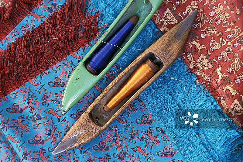 叙利亚传统金属丝织品和布料图片素材