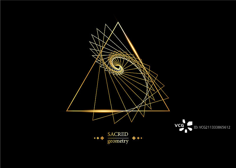 符合斐波那契数列的三角形金色标志图片素材