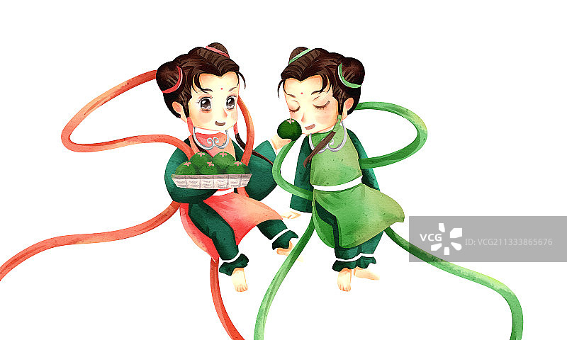 清明节寒食节仙童插画元素图片素材