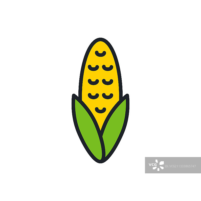 玉米图标线性彩色轮廓图片素材