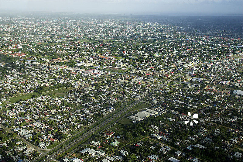 苏里南首都帕拉马里博市的航拍景色图片素材
