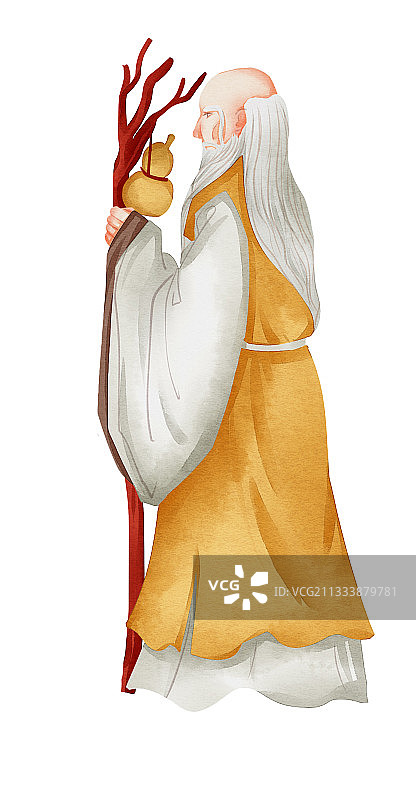 中国风老神仙插画元素图片素材