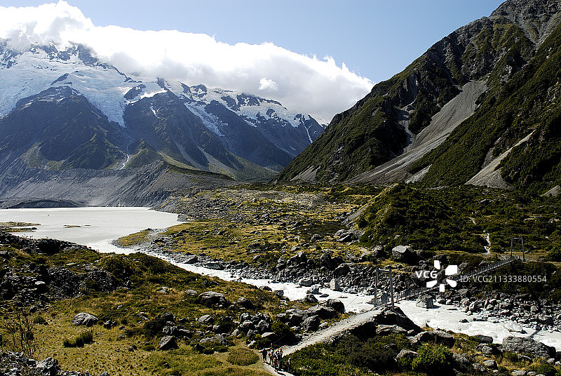 库克山国家公园冰川谷中的湍流图片素材