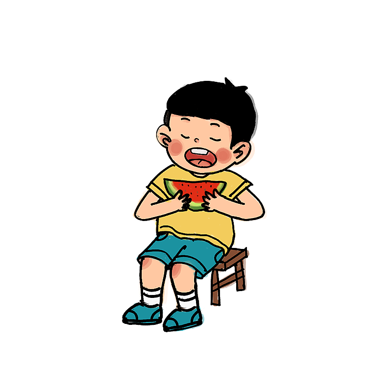 儿童,人物,吃西瓜,夏天,男孩,西瓜,夏至,立夏,大暑,小暑图片素材