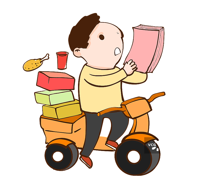 骑摩托的快点送餐员元素图片素材