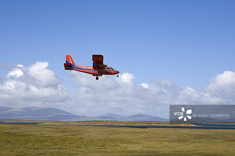 大西洋福克兰群岛的岛屿间飞机图片素材