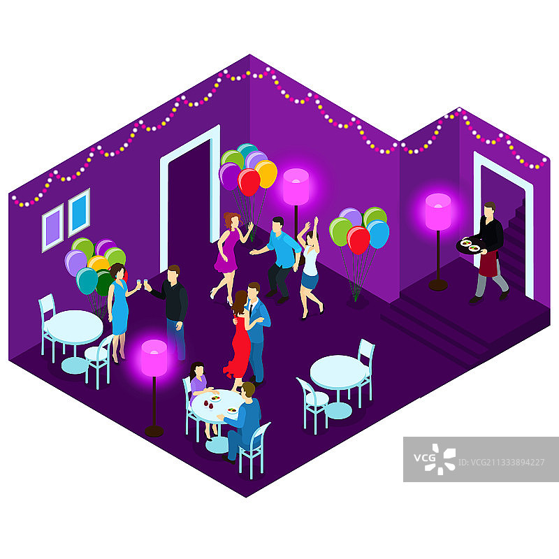 聚会人群2.5D设计图片素材