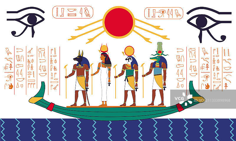 埃及古代神话壁画场景图片素材