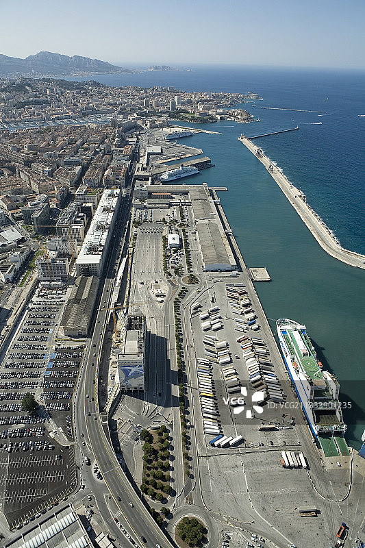法国马赛自治港的航拍图片素材