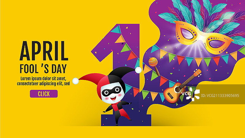 彩色愚人节banner模板图片素材