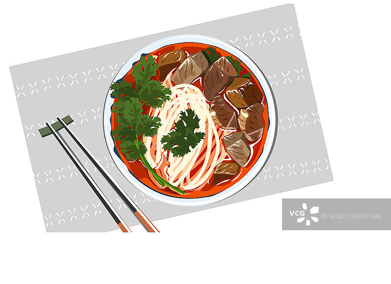 盘子上的麻辣牛肉面图片素材