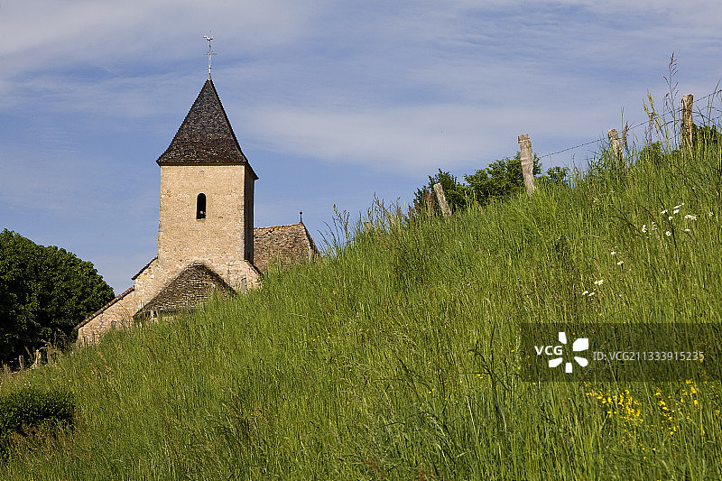 勃艮第背景为钟楼的草地图片素材