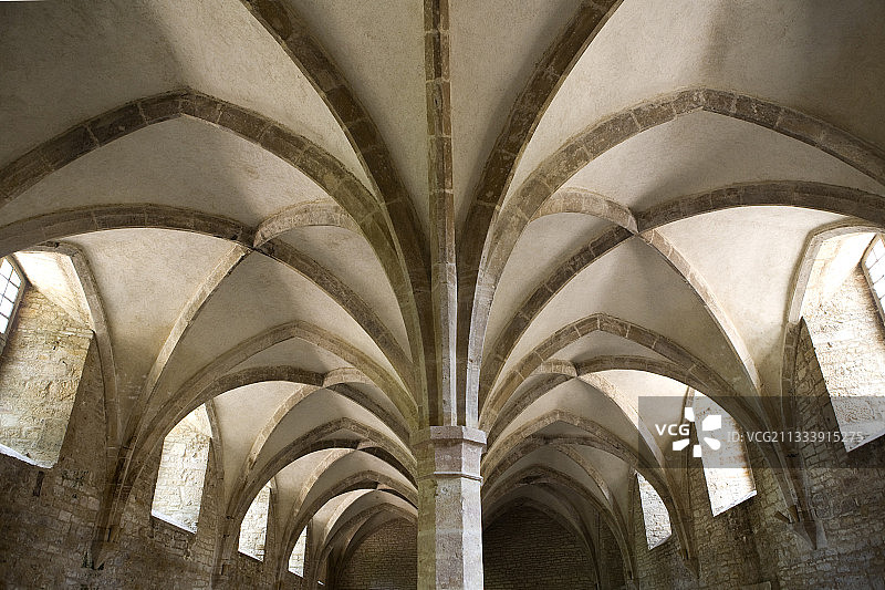 法国勃艮第克吕尼修道院的石头拱顶图片素材