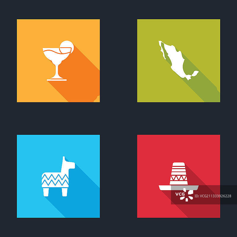 玛格丽特鸡尾酒、墨西哥地图、墨西哥彩罐图片素材