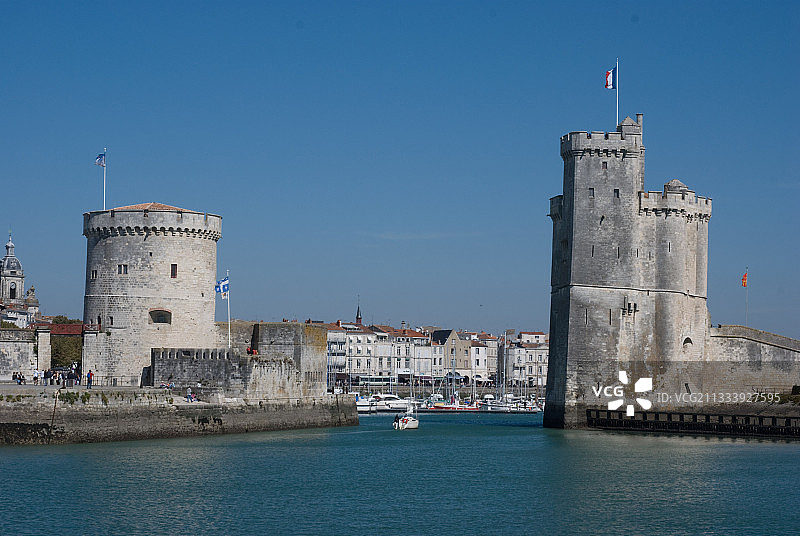 拉罗谢尔港口入口，滨海夏朗德省图片素材