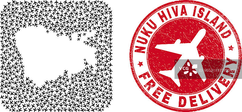 免费送货水印印章和努库希瓦岛图片素材