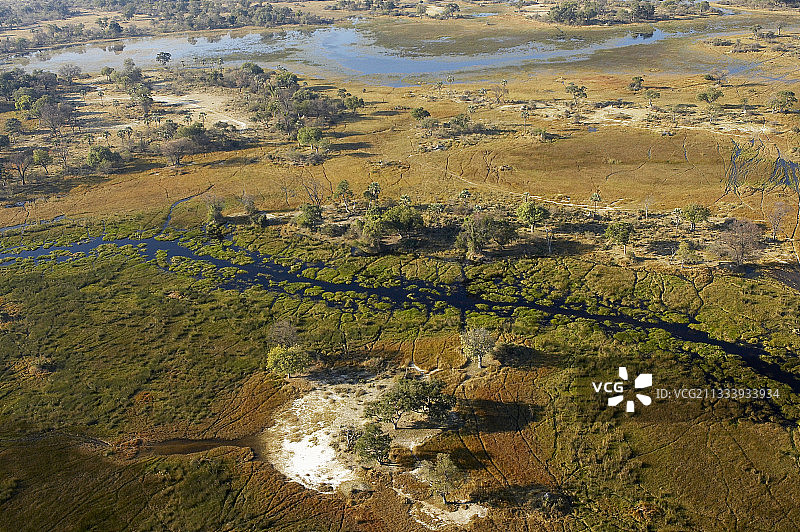 博茨瓦纳奥卡万戈三角洲鸟瞰图片素材