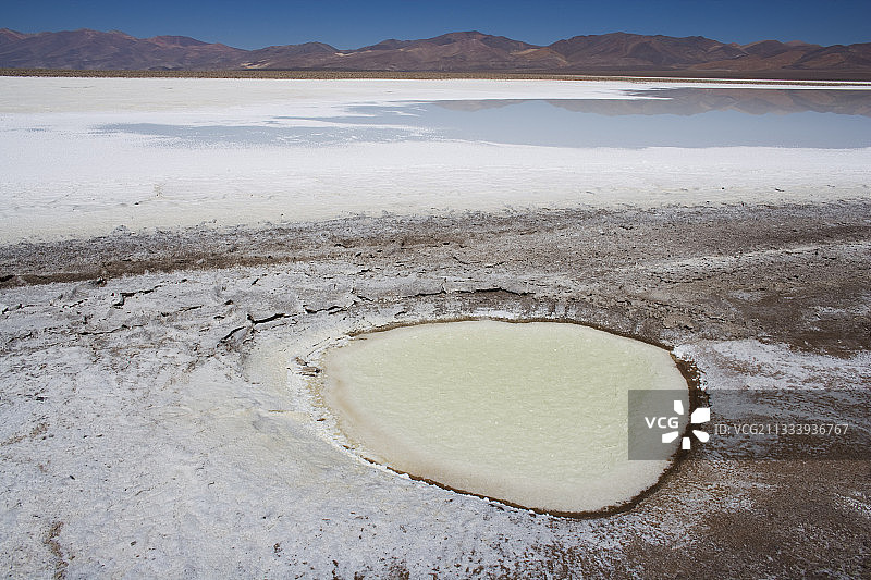 智利内瓦多斯·特雷斯·克鲁塞斯马里昆加盐湖图片素材
