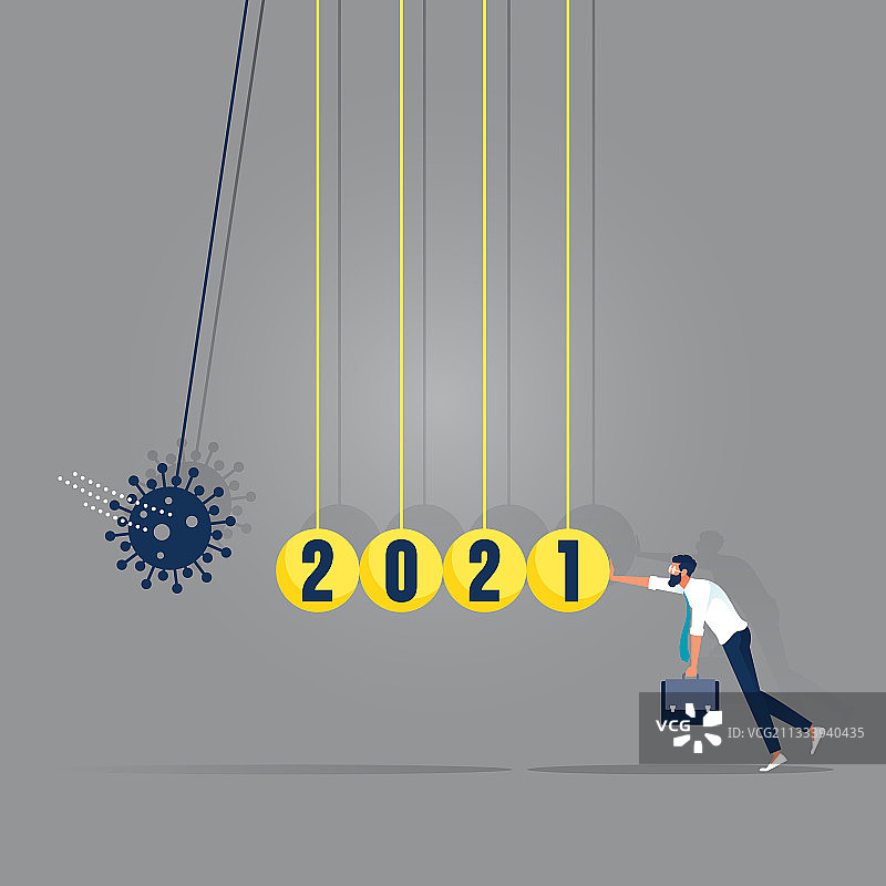 新型冠状病毒COVID-19影响牛顿摆图片素材