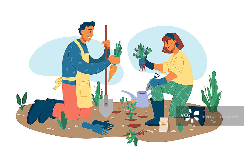 人们在园艺种植鲜花图片素材