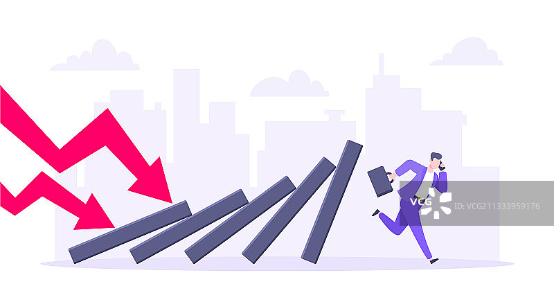 多米诺效应或商业韧性隐喻图片素材