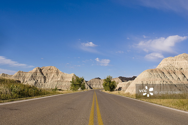 美国南达科他州恶地国家公园公路图片素材