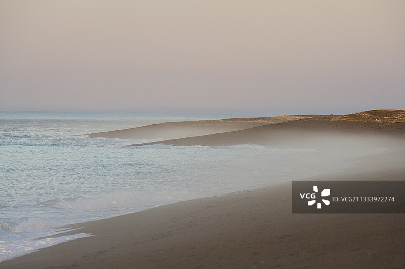 瓦尔德斯半岛黄昏时分的海岸景观雾气图片素材