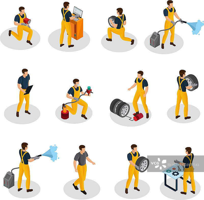 2.5D汽车服务人员合集图片素材