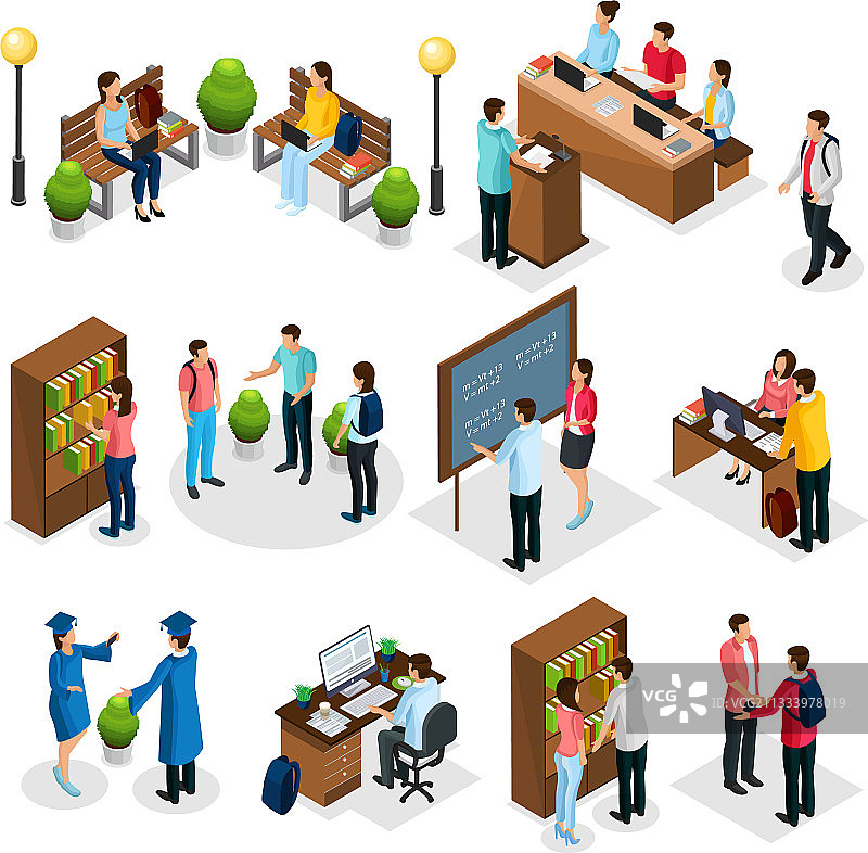 2.5D大学里的学生图片素材