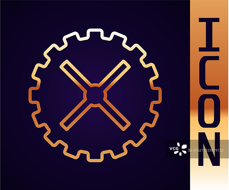 金色线条自行车链轮曲柄图标图片素材