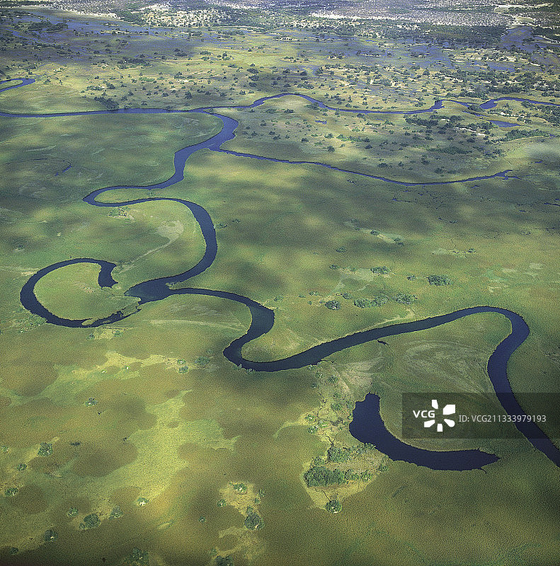 奥卡万戈河三角洲的典型湖泊图片素材