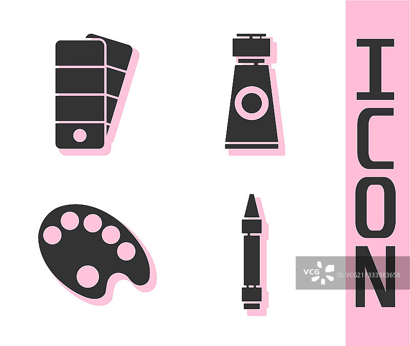 用于绘画的蜡笔和调色板套装图片素材