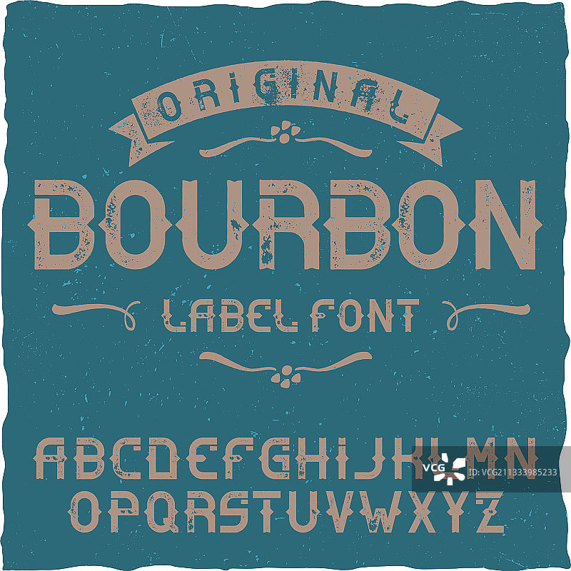名为波本的复古标签字体图片素材