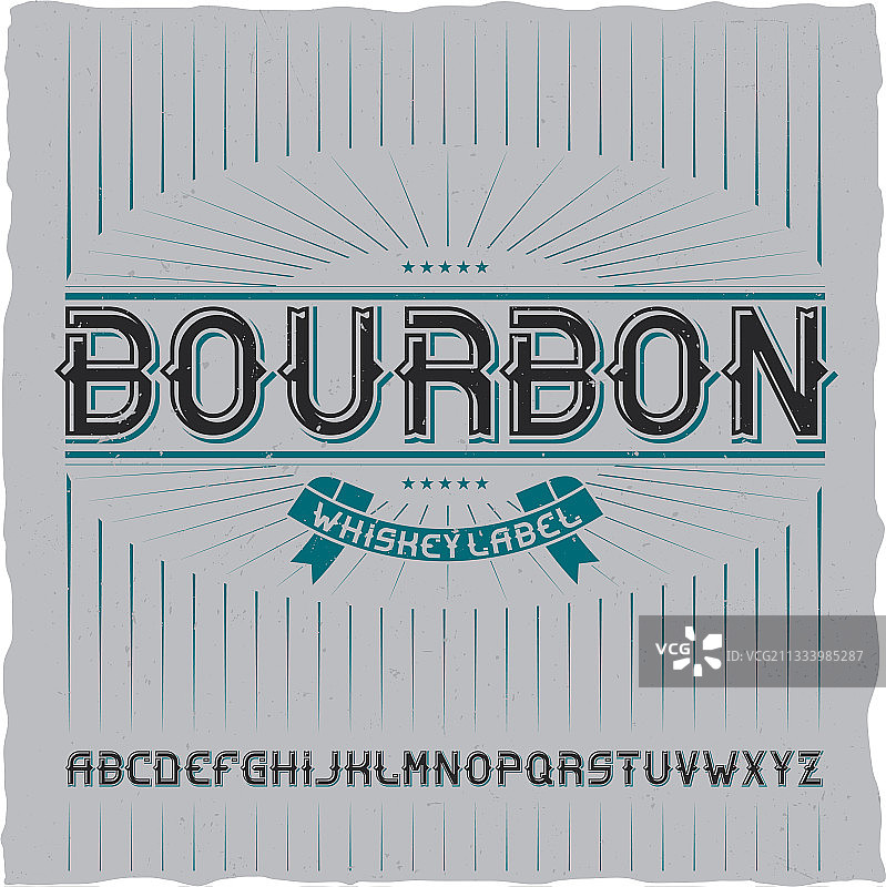 名为波本的复古标签字体图片素材